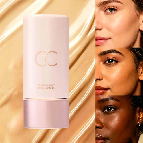 NunaMode CC Tinted Serum bottle with a range of skin tones