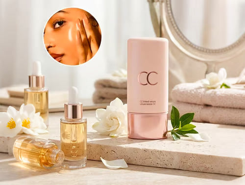NunaMode CC Tinted Serum bottle on a vanity
